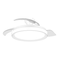 Ventilador De Techo Con Aspas Retráctiles, Led 3 Cct, Dc 28 W + 35 W, Modelo Bliss, Blanco, Ø106 Cm