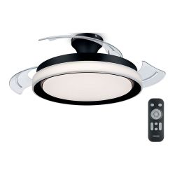 Ventilador De Techo De Led Modelo Bliss. Color Negro. Potencia: 28 + 35 W Aspas: Ø 106 Cm Con Mando A Distancia