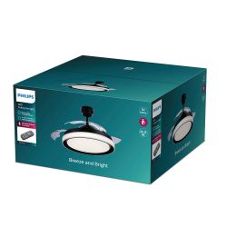 Ventilador De Techo De Led Modelo Bliss. Color Negro. Potencia: 28 + 35 W Aspas: Ø 106 Cm Con Mando A Distancia