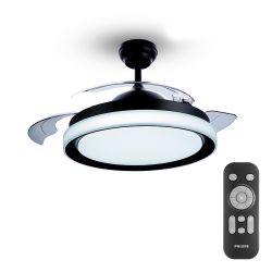 Ventilador De Techo De Led Modelo Bliss. Color Negro. Potencia: 28 + 35 W Aspas: Ø 106 Cm Con Mando A Distancia