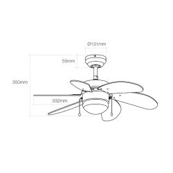 Ventilador De Techo Modelo Aral. Color Wengue/Niquel Satinado. Potencia: 50W Aspas: Ø76Cm Edm