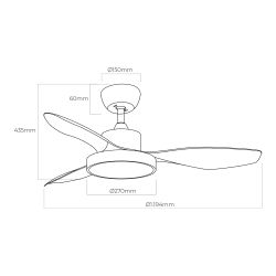 Ventilador De Techo Modelo Ártico. Color Blanco 120 Cm  38W + Luz 22W 2.160Lm 3.000K - 4.000K - 5.000K