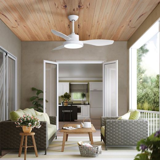 Ventilador De Techo Modelo Ártico. Color Blanco 120 Cm 38W + Luz 22W 2.160Lm 3.000K - 4.000K - 5.000K