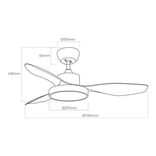 Ventilador De Techo Modelo Ártico. Color Blanco 120 Cm 38W + Luz 22W 2.160Lm 3.000K - 4.000K - 5.000K