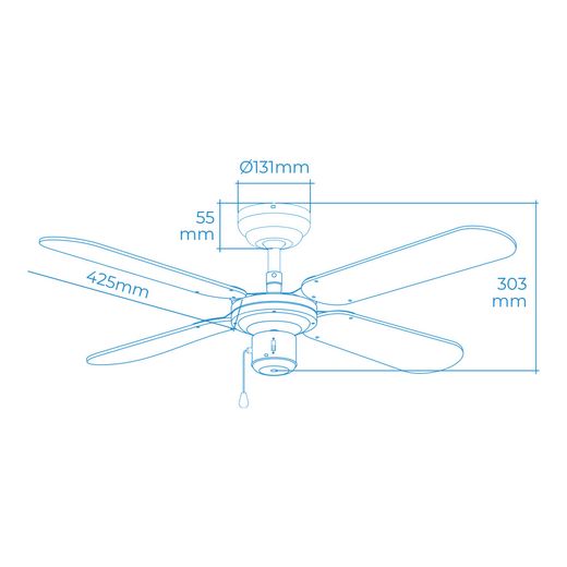 Ventilador De Techo Modelo Baltico. Color Blanco. Potencia: 50  W Aspas: Ø102Cm Edm