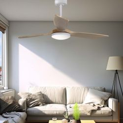 Ventilador De Techo Modelo Báltico Con 3 Aspas De Madera Ø132Cm Luz Led 3000/4000/6000K, 3Cct, Potencia: 20 W, Color Blanco