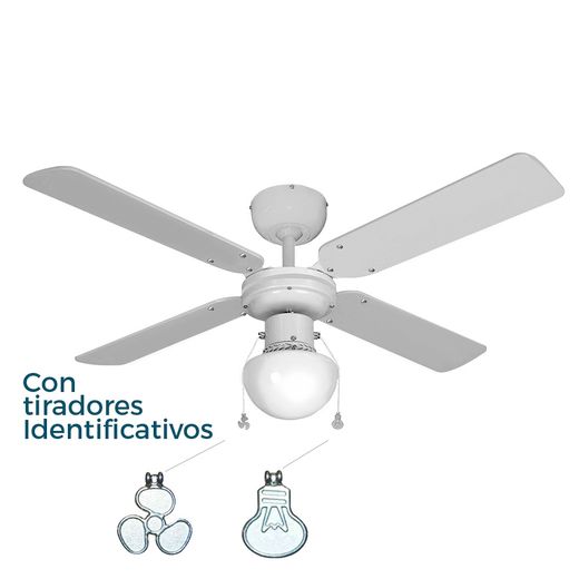 Ventilador De Techo Blanco Modelo Caribe, 50 W, Aspas Ø102 Cm