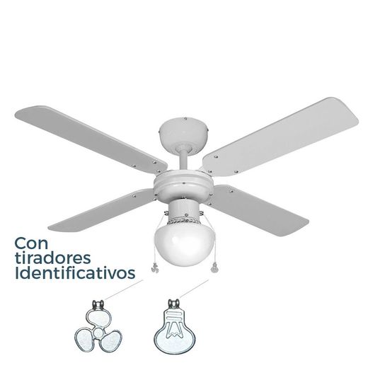 Ventilador De Techo Blanco Modelo Caribe, 50 W, Aspas Ø102 Cm