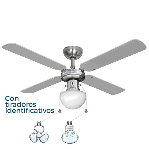 Ventilador De Techo Modelo Caribe. Color Cromado. Potencia: 50W Aspas: Ø102  Cm Edm