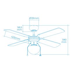 Ventilador De Techo Modelo Caribe. Color Cromado. Potencia: 50W Aspas: Ø102  Cm Edm