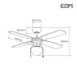 Ventilador De Techo Modelo Caribe. Color Cromado. Potencia: 50W Aspas: Ø102  Cm Edm