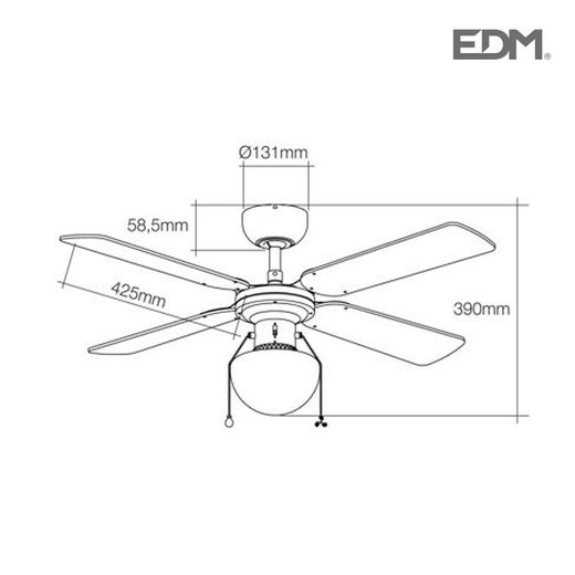 Ventilador De Techo Modelo Caribe. Color Cromado. Potencia: 50W Aspas: Ø102  Cm Edm