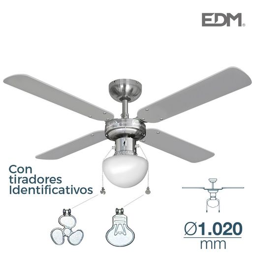 Ventilador De Techo Modelo Caribe. Color Cromado. Potencia: 50W Aspas: Ø102  Cm Edm