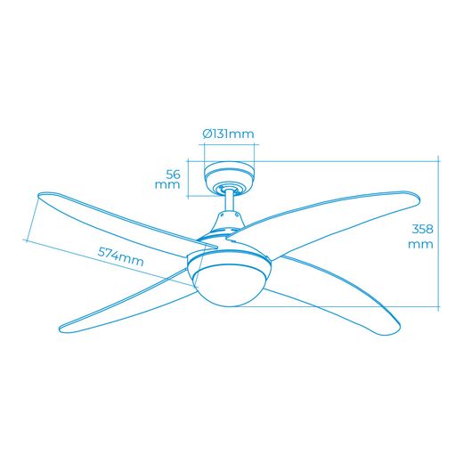 Ventilador De Techo Modelo Caspio. Color Plateado/Niquel. Potencia: 60W Aspas: Ø132Cm Con Mando A Distancia Edm