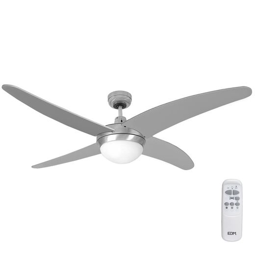 Ventilador De Techo Modelo Caspio. Color Plateado/Niquel. Potencia: 60W Aspas: Ø132Cm Con Mando A Distancia Edm