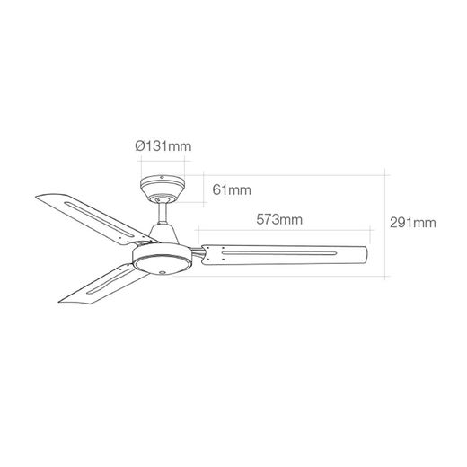 Ventilador De Techo Modelo Industrial. Color Blanco. Potencia: 60W Aspas: Ø140Cm Con Controlador De Pared Edm