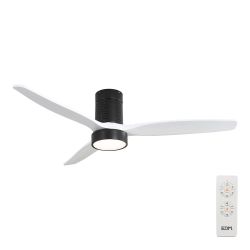 Ventilador De Techo Modelo Kara Con 3 Aspas Color Blanco Ø132Cm Luz Led 3000/4000/6000K, 3Cct, 30 W, Negro