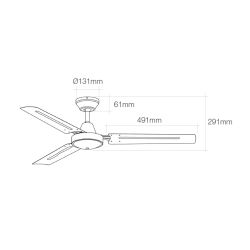 Ventilador De Techo Modelo Mini Industrial. Color Blanco Potencia: 60W Aspas: Ø120Cm Con Controlador De Pared Edm