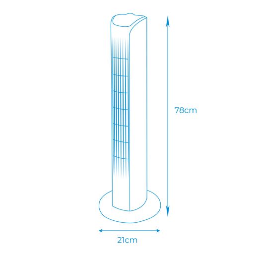 Ventilador De Torre. Potencia: 45 W, 60Db, Blanco 21 X 78 Cm