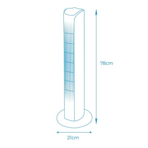 Ventilador De Torre. Potencia: 45 W, 60Db, Blanco 21 X 78 Cm