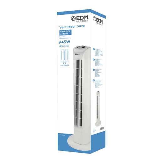 Ventilador De Torre. Potencia: 45 W, 60Db, Blanco 21 X 78 Cm