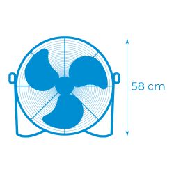 Ventilador Industrial De Suelo. Color Negro 120W, 64,9 Db, Aspas Ø50 X 58 Cm