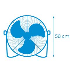 Ventilador Industrial De Suelo. Color Negro 120W, 64,9 Db, Aspas Ø50 X 58 Cm