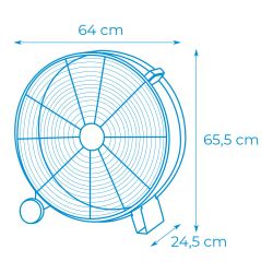 Ventilador Industrial De Suelo, Con Ruedas, Negro 180 W, 59,8 Db, Ø65 Cm