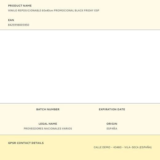 Vinilo Black Friday Reposicionable 60 X 40 Cm Español