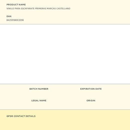Vinilo Para Escaparate Primeras Marcas Castellano