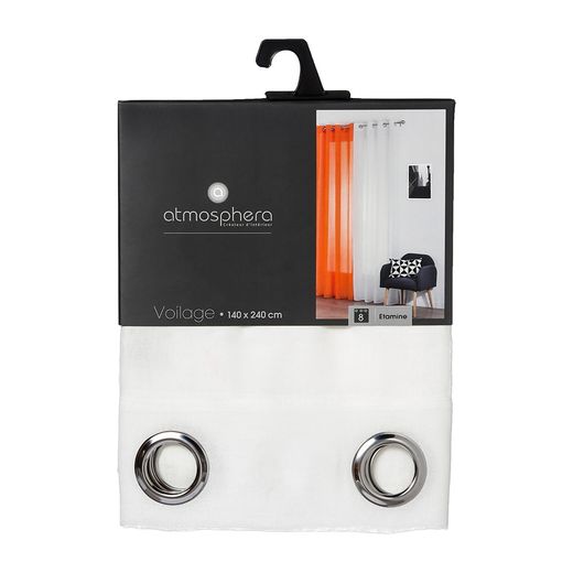 Visillo Con Ollaos Color Blanco Roto 140 X 240 Cm