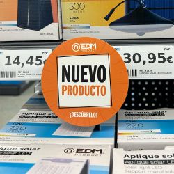 Wobbler Nuevo Producto Fondo Naranja Ø10 Cm