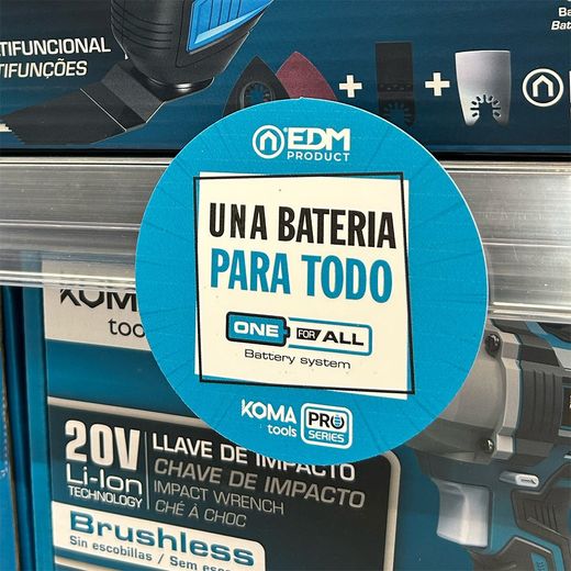 Wobbler Una Batería Para Todo Fondo Azul Ø10 Cm