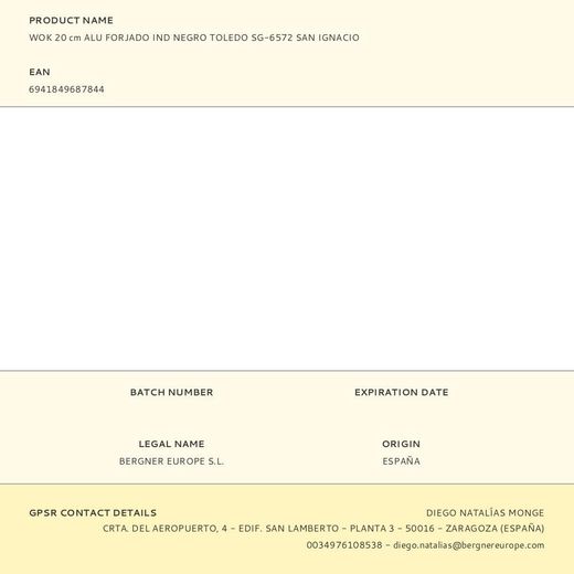 Wok Aluminio Forjado Inducción Toledo Ø20 Cm