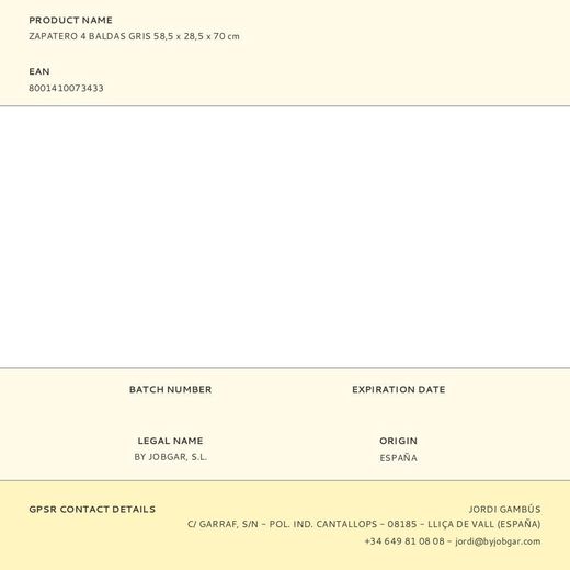 Zapatero 4 Baldas Gris 58,5 X 28,5 X 70 Cm