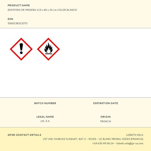 Zapatero De Madera 115 X 60 X 24 Cm Color Blanco