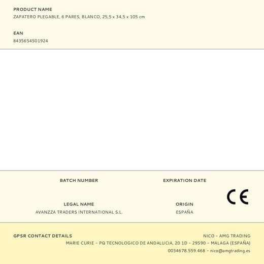 Zapatero Plegable, 6 Pares, Blanco, 25,5 X 34,5 X 105 Cm