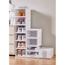 Zapatero Plegable, 6 Pares, Blanco, 25,5 X 34,5 X 105 Cm